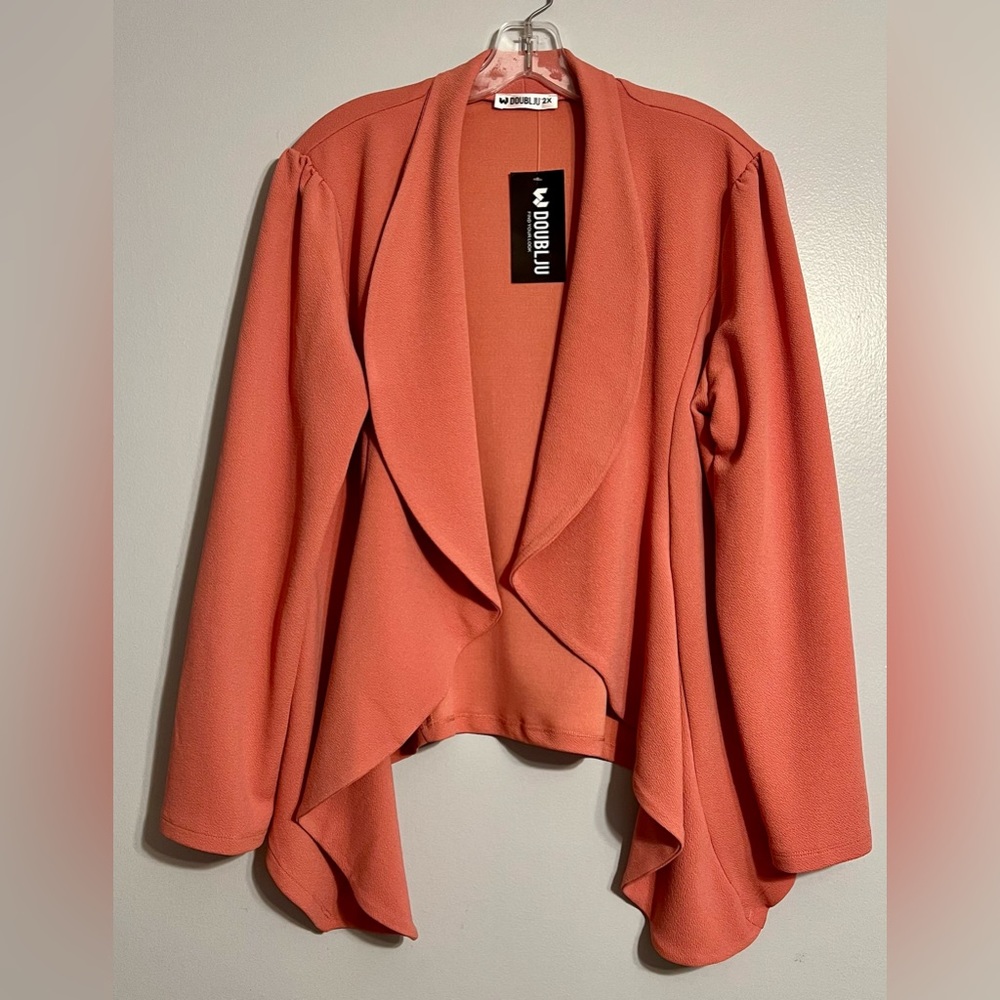Classic Draped Open Front Blazer Jacket